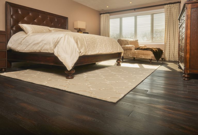 White Oak, Natural Character, Wire Brushed, Custom Dark Walnut Stain - bedroom