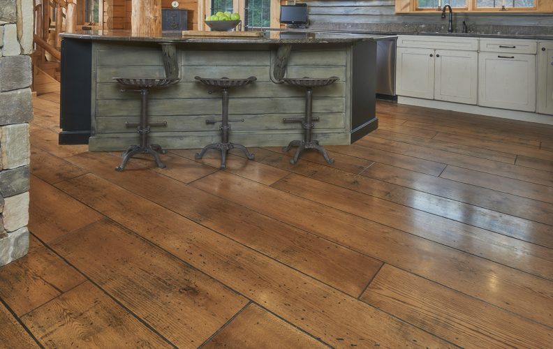 Live Sawn White Oak, Hand Distressed, Black Bleed, New England Walnut Stain - kitchen
