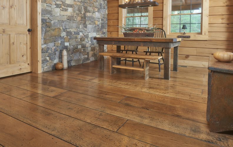 Live Sawn White Oak, Black Bleed, Custom Distressing, New England Walnut Stain - dining room