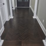Hard Maple, Light Wire Brushed, Custom Dark Walnut Stain - herringbone hallway