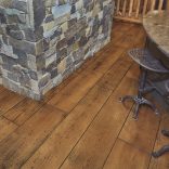 Live Sawn White Oak, Hand Distressed, Black Bleed, New England Walnut Stain - brick wall