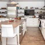 Hard Maple, Natural Character, Black Bleed, Hand Scraped, Spanish Oak stain - kitchen
